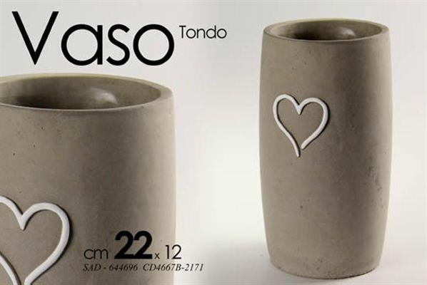 VASO TONDO IN PIETRA CUORE 12XH22CM