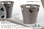 VASO TONDO IN LATTA DECORO CUORI 9X6X9CM COLORI ASS.