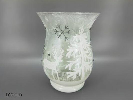 VASO SVASATO DECORO RENNA COLORE BIANCO 20CM