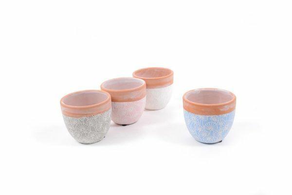 VASO IN TERRACOTTA DECORATA 10X10XH9CM COLORI ASS.