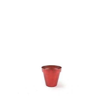 VASO IN PLASTICA FOGLIA ORO ROSSO D. 16 X H15 CM