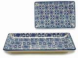 VASSOIO RETTANGOLARE DECORATO BLU 13,5X20,5X2CM