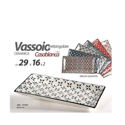 VASSOIO CERAMICA RETTANGOLARE 29 X 16 X 2 CM DECORI ASS