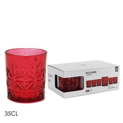 BICCHIERE VETRO 35 CL CONF. 6 PZ ROSSO