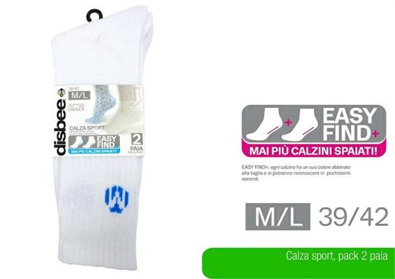 CALZINO SPORT BIANCO MIS. L/XL CONF. 2 PZ