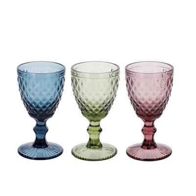 BICCHIERE CALICE VINO VETRO 22 CL D. 8 X H15,5 CM 3 COLORI A