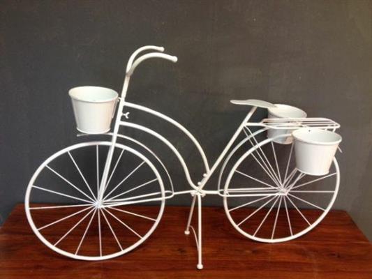 BICICLETTA FERRO CON VASO IN LATTA 121X44,5XH81CM