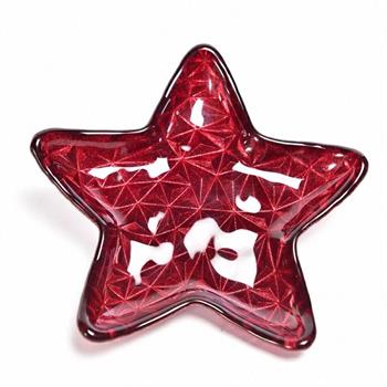 PIATTO STELLA VETRO SKY 15,5 CM ROSSO GLITTER