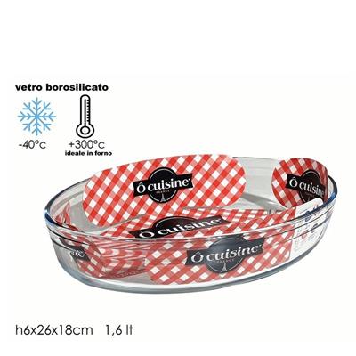 TEGLIA OVALE IN VETRO 1,6 LT 26 X 18 X H6 CM