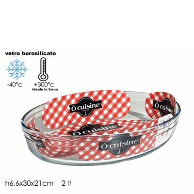 TEGLIA OVALE IN VETRO 2 LT 30 X 21 X H6,6 CM