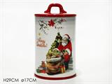 BISCOTTIERA CERAMICA DECORO BABBO NATALE D. 17 X H 29 CM