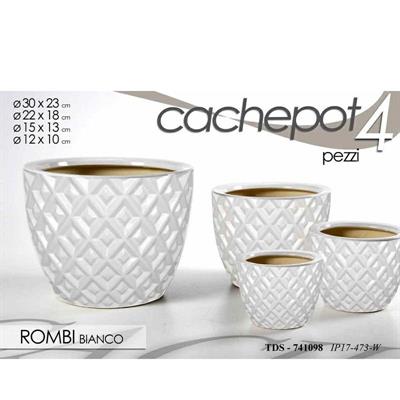 CASPO SET 4PZ DECORO ROMBI BIANCO