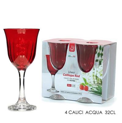 BICCHIERE CALICE ACQUA 32 CL CONF. 4 PZ COLORE ROSSO