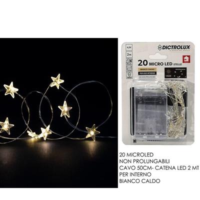 LUCI FILO NUDO 20 LED BIANCO CALDO STELLE CON FLASH