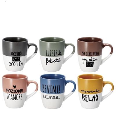 TAZZA MUG CERAMICA 8,5XH11 CM 6 DECORI ASS