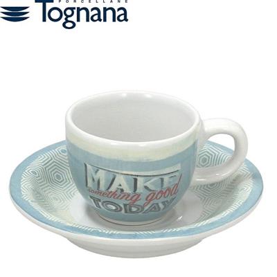 TAZZA CAFFE' CON PIATTINO CONF. 6 PZ DOMUS BLUE OLD AMERICA