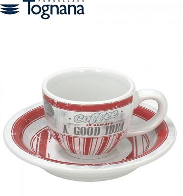 TAZZA CAFFE' CON PIATTINO CONF. 6 PZ DOMUS RED OLD AMERICA