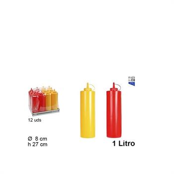 DOSATORE PER SALSE DI PLASTICA ROSSO/GIALLO 1 LT