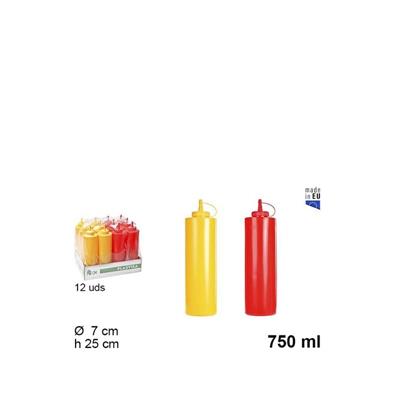 DOSATORE PER SALSE DI PLASTICA ROSS/GIALLO 750 ML