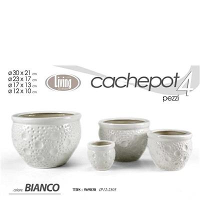 CASPO CERAMICA SET 4 PZ DECORO BOLLE BIANCO