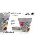 VASO IN PLASTICA DECORO ISOLA CON SOTTOVASO 22X20 CM