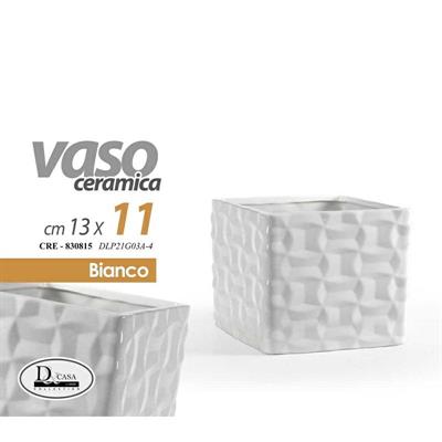 VASO IN CERAMICA BIANCO 13X13X11 CM