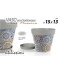 VASO IN PLASTICA GRIGIO MOSAICO  15X13 CM