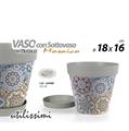 VASO IN PLASTICA GRIGIO MOSAICO 18X16 CM