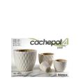 CASPO IN CERAMICA SET 4 PZ DECORO ONDA BIANCA