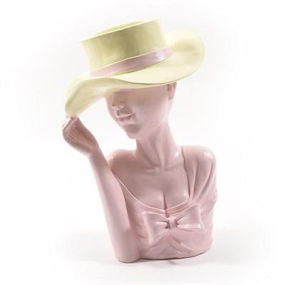 CASPO PORTAVASO BUSTO WOMAN WITH HAT IN RESINA 25X20XH38 CM