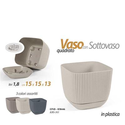 VASO QUADRATO 1,8 LT 15X13 CM COLORI ASS