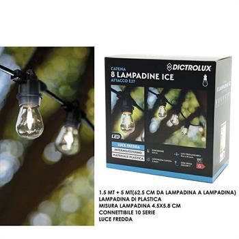 LUCI PARTY ICE LIGHT INTERNO/ESTERNO 6,5 MT LUCE FREDDA