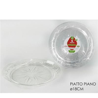 PIATTO TONDO TRASPARENTE 18 CM CONF. 6 PZ