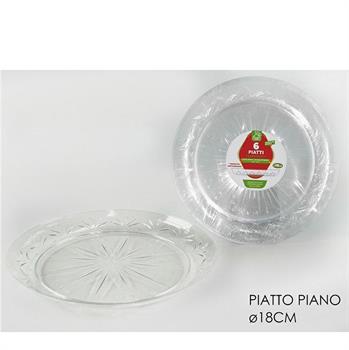 PIATTO TONDO TRASPARENTE 18 CM CONF. 6 PZ