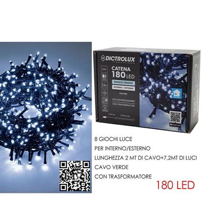 LUCI BIANCO GHIACCIO PER ESTERNO 180 LED