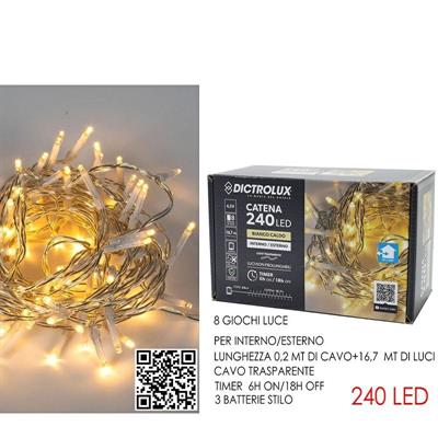 LUCI CATENA 240 LED PER ESTERNO BIANCO CALDO