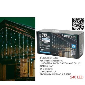 LUCI TENDA 4 MT X 1 MT 240 LED BIANCO FREDDO