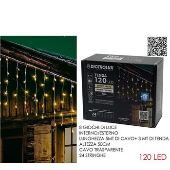 LUCI TENDA BIANCO CALDO 3 MT X 50 CM 120 LED