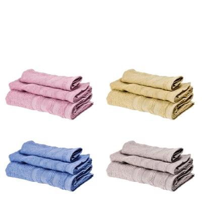 ASCIUGAMANO COTONE SET 3PZ 35X55/50X90/85X135 CM 4 COLORI AS