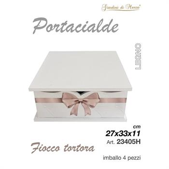 SCATOLA PORTACIALDE LEGNO BIANCO FIOCCO TORTORA 27X33X11 CM