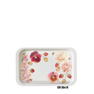 VASSOIO CAFFE' MELAMINA 30X19 CM FIORI ROSA