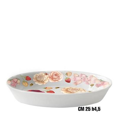 VASSOIO OVALINO FONDO MELAMINA 25XH4,5 CM FIORI ROSA