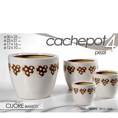 CASPO SET 4PZ DECORO CUORE BIANCO