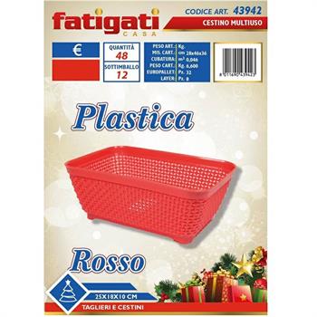 CESTINO MULTIUSO IN PLASTICA 25X18X10 CM ROSSO