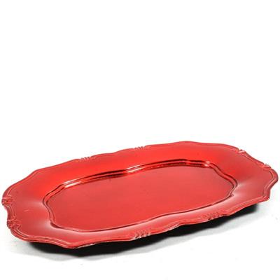 VASSOIO FOGLIA ORO IN PLASTICA 38X26,5X2 CM COLORE ROSSO