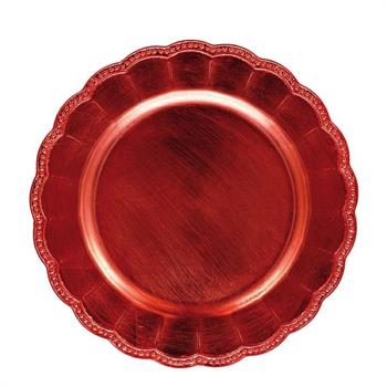 SOTTOPIATTO TONDO PLASTICA ROSSO NATALIZIO 33 CM