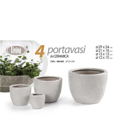 CASPO CERAMICA 4PZ DECORO FLOREALE GRIGIO