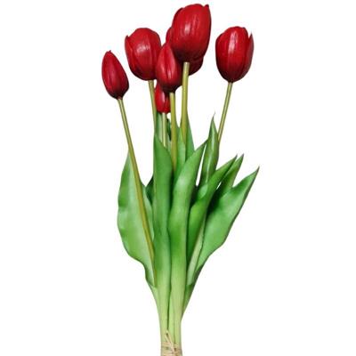 FIORE BOUQUET 7 TULIPANI IN GOMMA 37 CM ROSSO