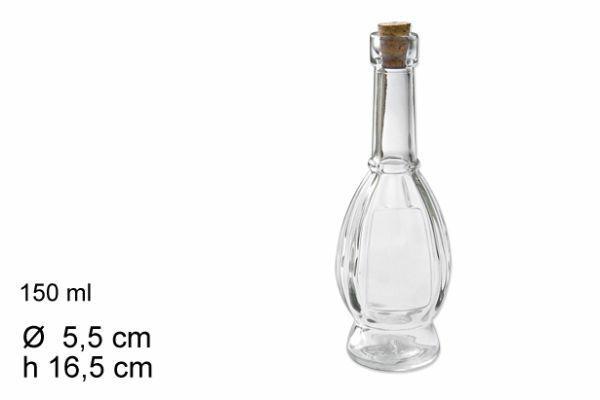 BOTTIGLIA IN VETRO 150ML CON TAPPO H16,5CM