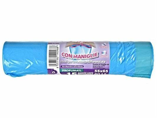 BUSTE ROTOLO 55X65CM 40LT CONF. 15PZ BLU PROFUMATO